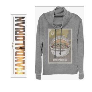 Distressed Star Wars The Mandalorian Women's Cowl Neck Pullover XXL